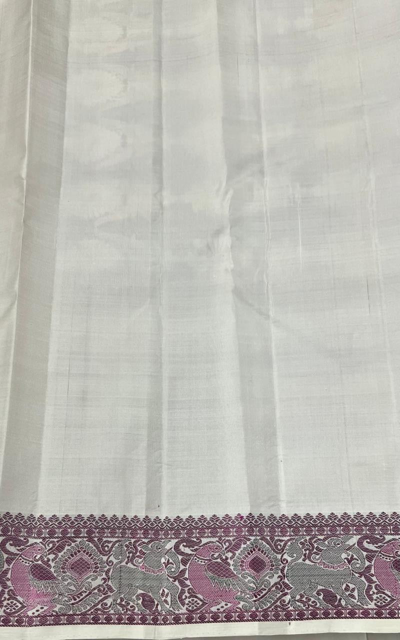 Classic Butter Cream Kanchipuram Handloom Silk Saree SS25894