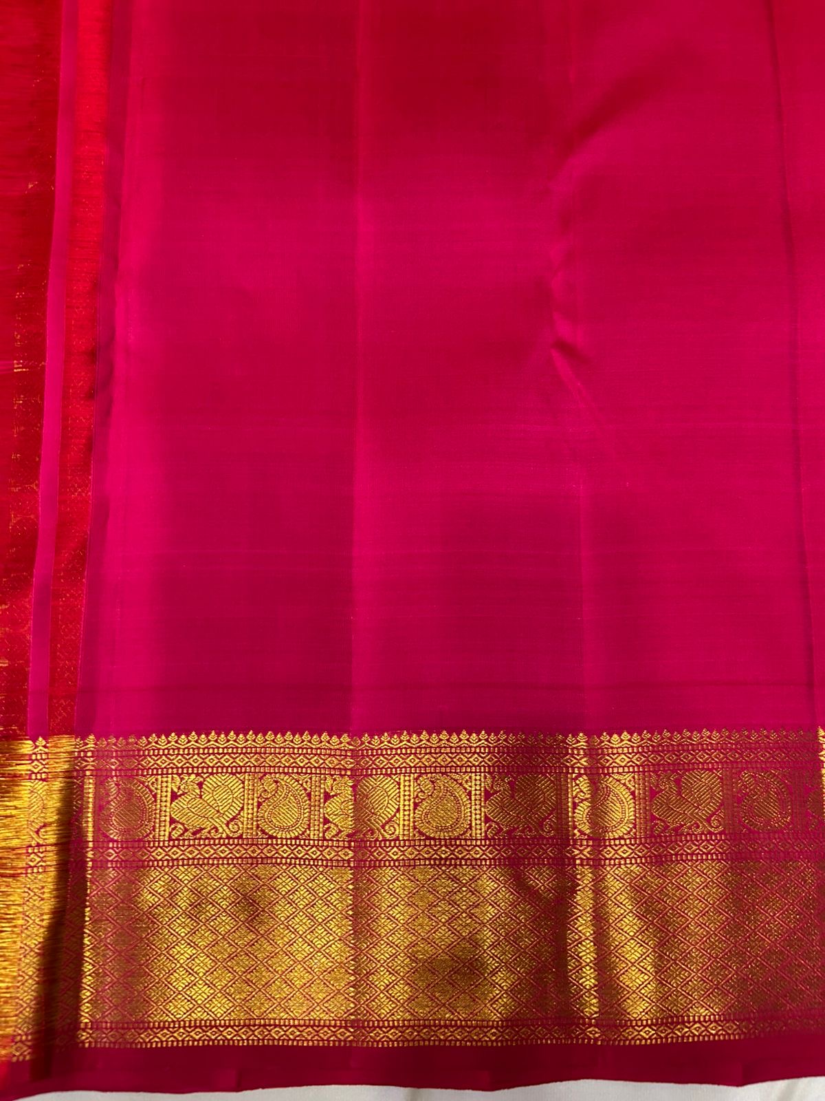 Classic Reddish Pink 2gm Zari Kanchipuram Handloom Silk Saree SS25838