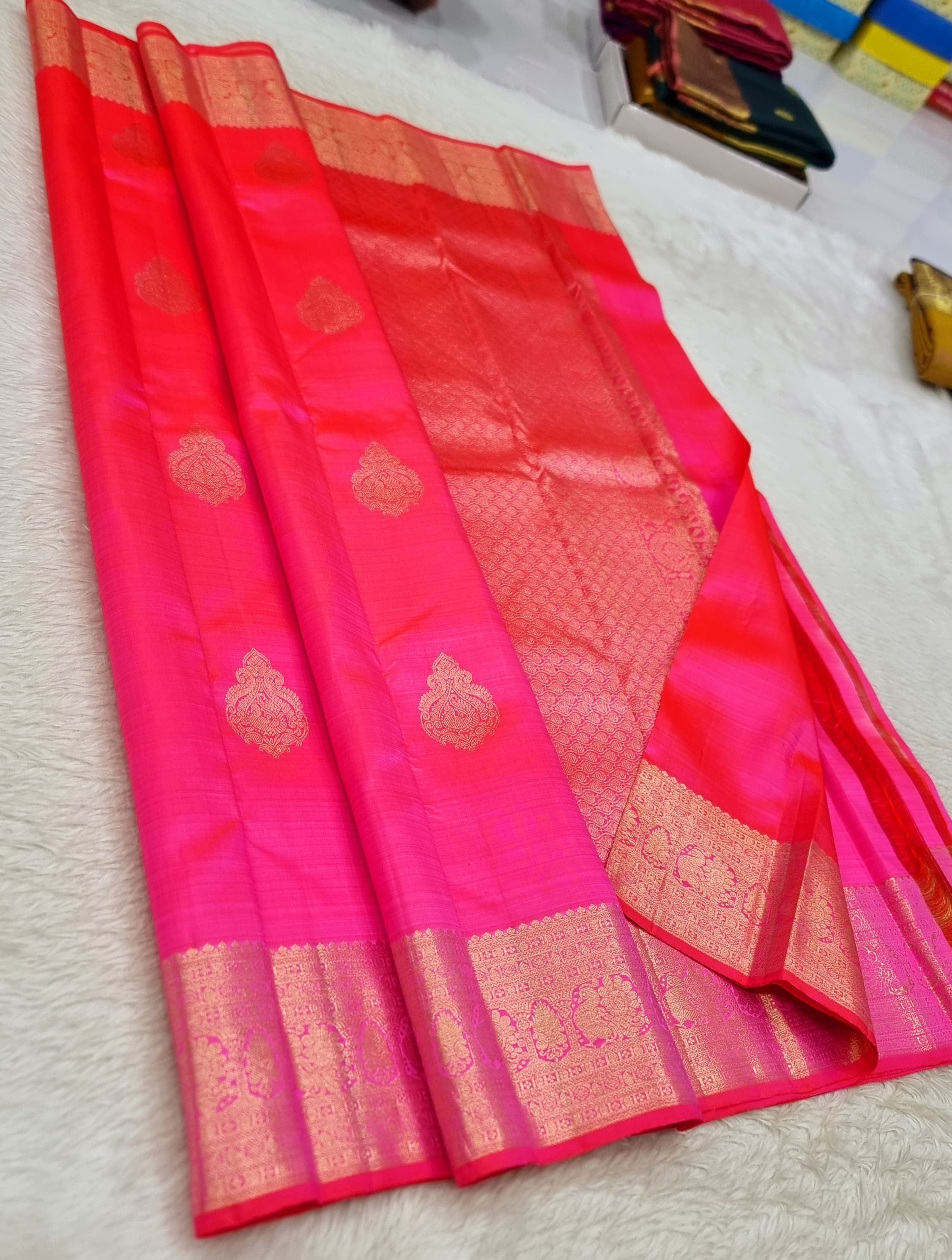 Classic Hot Pink 1gm Zari Kanchipuram Handloom Silk Saree SS25779