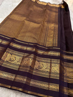 Load image into Gallery viewer, Classic Burnt Orange &amp; Dark Chocolate Elegance Kanchipuram Handloom Silk Saree SS24538
