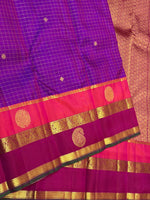 Load image into Gallery viewer, Classic Vadamalli &amp; Deep Pink Oosi Checks 2gm Zari Elegance Kanchipuram Handloom Silk Saree SS27202
