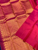 Load image into Gallery viewer, Classic  Navy Blue &amp; Deep Pink 2gm Zari Elegance Kanchipuram Handloom Silk Saree SS25442
