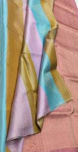 Classic Multi Blue Yellow Elegance Handloom Soft Silk Saree SS26482