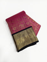 Load image into Gallery viewer, Classic Pink &amp; Black 2gm Zari Kanchipuram Handloom Silk Saree SS26001
