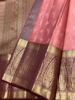 Load image into Gallery viewer, Classic Nude Pink &amp; Ruby Red 2gm Zari Kanchipuram Handloom Silk Saree SS26735
