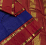 Load image into Gallery viewer, Classic Royal Blue &amp; Brick Red 2gm Zari Korvai Kanchipuram Handloom Silk Saree SS26643
