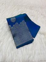 Load image into Gallery viewer, Classic Deep Azure Blue Vaira Oosi Elegance Kanchipuram Handloom Silk Saree SS27776
