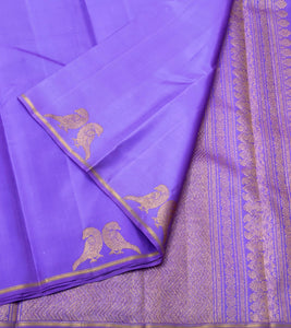 Classic Lavender 1gm Elegance Kanchipuram Handloom Silk Saree SS23651