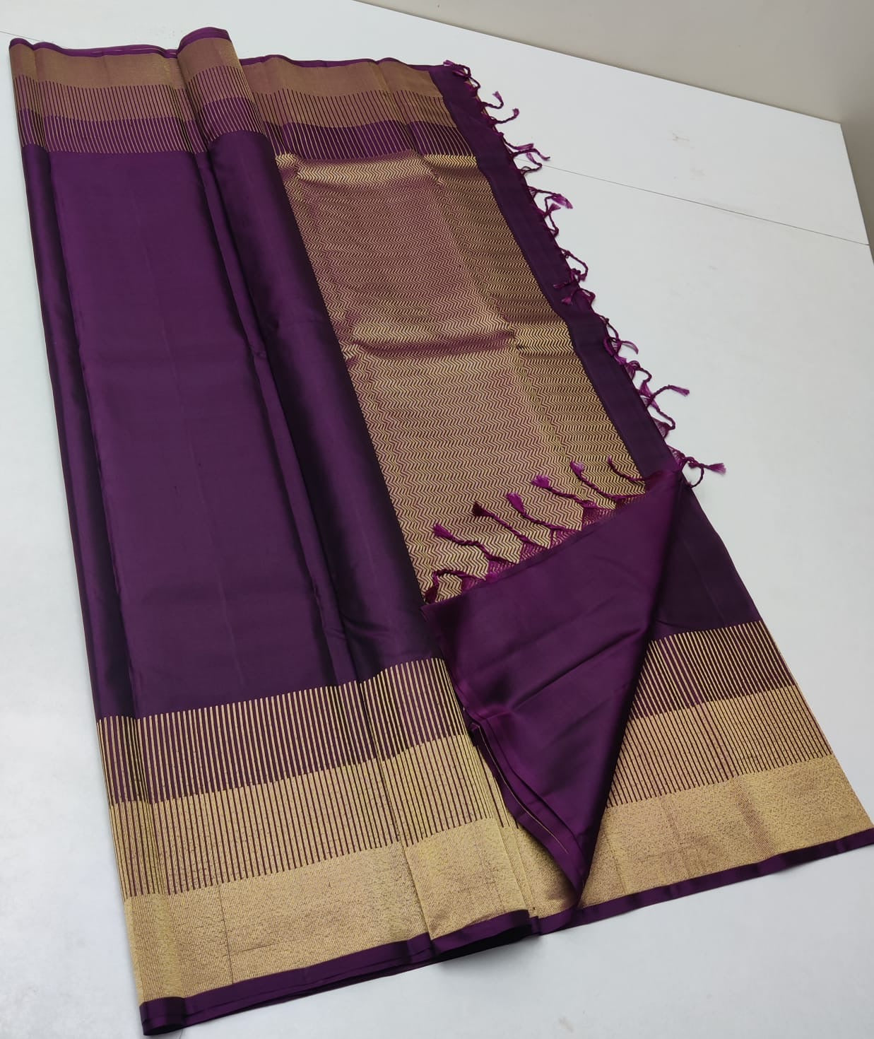 Classic Jam Purple Elegance Kanchipuram Handloom Silk Saree SS23766