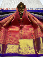 Load image into Gallery viewer, Classic Deep Pink &amp; Robin Blue 2gm Zari Bridal Elegance Kanchipuram Handloom Silk Saree SS27882
