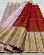 Load image into Gallery viewer, Classic Chilli Red &amp; Baby Pink 3gm Zari Elegance Kanchipuram Handloom Silk Saree SS27255
