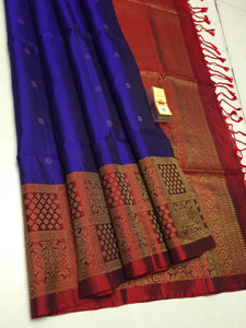 Classic Bluish Violet & Burnt Brown Elegance Handloom Soft Silk Saree SS24281