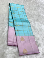 Load image into Gallery viewer, Classic Sky Blue &amp; Lilac Pink 2gm Zari Kanchipuram Handloom Silk Saree SS25929
