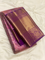 Load image into Gallery viewer, Classic Onion Pink &amp; Vadamalli 2gm Zari Tissue Brocade Bridal Elegance Kanchipuram Handloom Silk Saree SS27095

