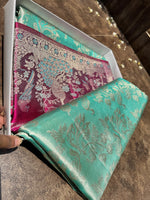Load image into Gallery viewer, Classic Aqua &amp; Deep Pink Meenakari Bricade Bridal Elegance Kanchipuram Handloom Silk Saree SS25333
