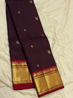 Load image into Gallery viewer, Classic Dark Coffee Brown &amp; Brick Red 2gm Zari Vintage Elegance Kanchipuram Handloom Silk Saree SS27666
