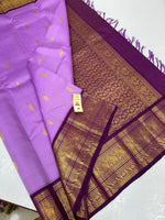 Load image into Gallery viewer, Classic Lavender &amp; Jam Plum 2gm Zari Bridal Elegance Kanchipuram Handloom Silk Saree SS23794
