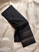 Load image into Gallery viewer, Classic Charcoal Black &amp; Scarlet Rose Kanchipuram Handloom Silk Saree SS25911
