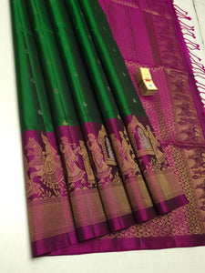 Classic Green & Wine Red Elegance Handloom Soft Silk Saree SS24280