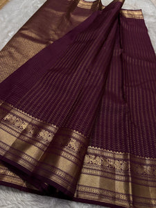 Classic Berry Plum Kanchipuram Handloom Silk Saree SS25912