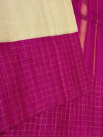 Load image into Gallery viewer, Classic Butter Cream &amp; Green with Pink Elegance Kanchipuram Handloom Silk Saree SS27169
