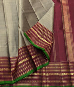 Load image into Gallery viewer, Classic Champagne &amp; Barn Red 1gm Zari Elegance Kanchipuram Handloom Silk Saree SS24138
