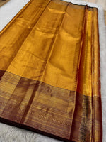 Load image into Gallery viewer, Classic Golden Yellow Elegance Kanchipuram Handloom Silk Saree SS23610
