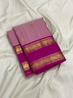 Load image into Gallery viewer, Classic Creamy Pink &amp; Orchid Pink 1gm Zari Korvai Bridal Elegance Kanchipuram Handloom Silk Saree SS28639
