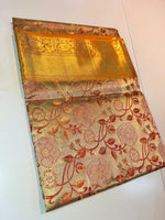 Load image into Gallery viewer, Classic Shimmer Mustard Elegance Kanchipuram Tissue Handloom Silk Saree SS24510
