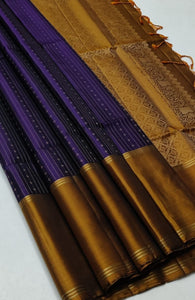 Classic Violet & Burnt Mustard Handloom Soft Silk Saree SS23057