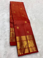 Load image into Gallery viewer, Classic Chilli Red 2gm Zari Elegance Kanchipuram Handloom Silk Saree SS27498
