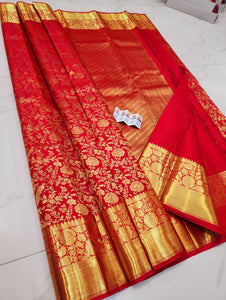 Classic Chilli Red Bridal Elegance Kanchipuram Handloom Silk Saree SS26071