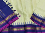 Load image into Gallery viewer, Classic Sage Green &amp; Royal Blue 1gm Zari Vintage Thread Checks Korvai Kanchipuram Handloom Silk Saree SS26895
