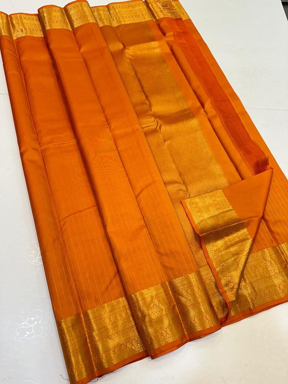 Classic Orange Elegance Handloom Silk Saree SS23575