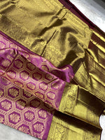 Load image into Gallery viewer, Classic Creamy Pink &amp; Mahogany Red 2gm Zari Kanchipuram Handloom Silk Saree SS26004
