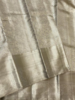 Load image into Gallery viewer, Classic Pastel Silver Grey 2gm Zari Bridal Designer Brocade Elegance Kanchipuram Tissue Handloom Silk Saree SS24207
