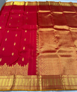 Load image into Gallery viewer, Classic Chilli Red 2gm Zari Bridal Elegance Kanchipuram Handloom Silk Saree SS26016
