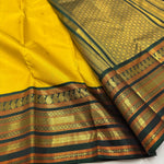 Load image into Gallery viewer, Classic Yellow &amp; Green 2gm Zari Double Side Kirvai Elegance Kanchipuram Handloom Silk Saree SS25351
