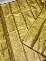 Load image into Gallery viewer, Classic Shimmer Gold 2gm Zari Bridal Elegance Kanchipuram Handloom Silk Saree SS25448
