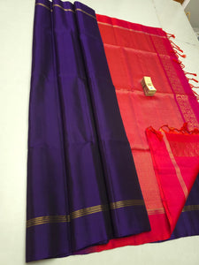 Classic Deep Violet & Rose Elegance Plain Handloom Soft Silk Saree SS25473
