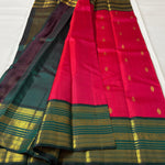 Load image into Gallery viewer, Classic Cherry Red &amp; Bottle Green 2gm Zari Bridal Elegance Kanchipuram Handloom Silk Saree SS28205
