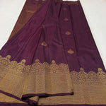Load image into Gallery viewer, Classic Plum 2gm Zari Temple Bridal Elegance Kanchipuram Handloom Silk Saree SS26584
