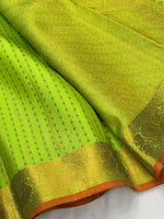 Load image into Gallery viewer, Classic Lime Green 2gm Zari Elegance Kanchipuram Handloom Silk Saree SS25229
