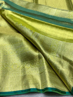 Load image into Gallery viewer, Classic Gold Green Bridal Elegance Kanchipuram Handloom Silk Saree SS24860
