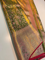Load image into Gallery viewer, Classic Olive Green Meenakari Bridal Elegance Kanchipuram Handloom Silk Saree SS27613
