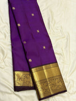 Load image into Gallery viewer, Classic Purple Vadamalli &amp; Coffee Brown 2gm Zari Vintage Elegance Kanchipuram Handloom Silk Saree SS27889
