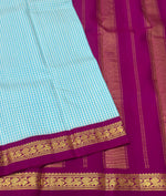 Load image into Gallery viewer, Classic Sky Blue &amp; Plum 2gm Zari Elegance Kanchipuram Handloom Silk Saree SS24733
