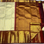 Load image into Gallery viewer, Classic Pearl Beige &amp; Burnt Brown 2gm Zari Bridal Elegance Kanchipuram Handloom Silk Saree SS25832
