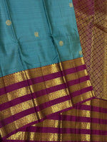 Load image into Gallery viewer, Classic Azure Blue &amp; Berry Wine Long Border Vintage Elegance Kanchipuram Handloom Silk Saree SS27183
