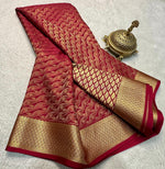 Load image into Gallery viewer, Classic Cherry Red Elegance Mysore Silk Saree SS24619
